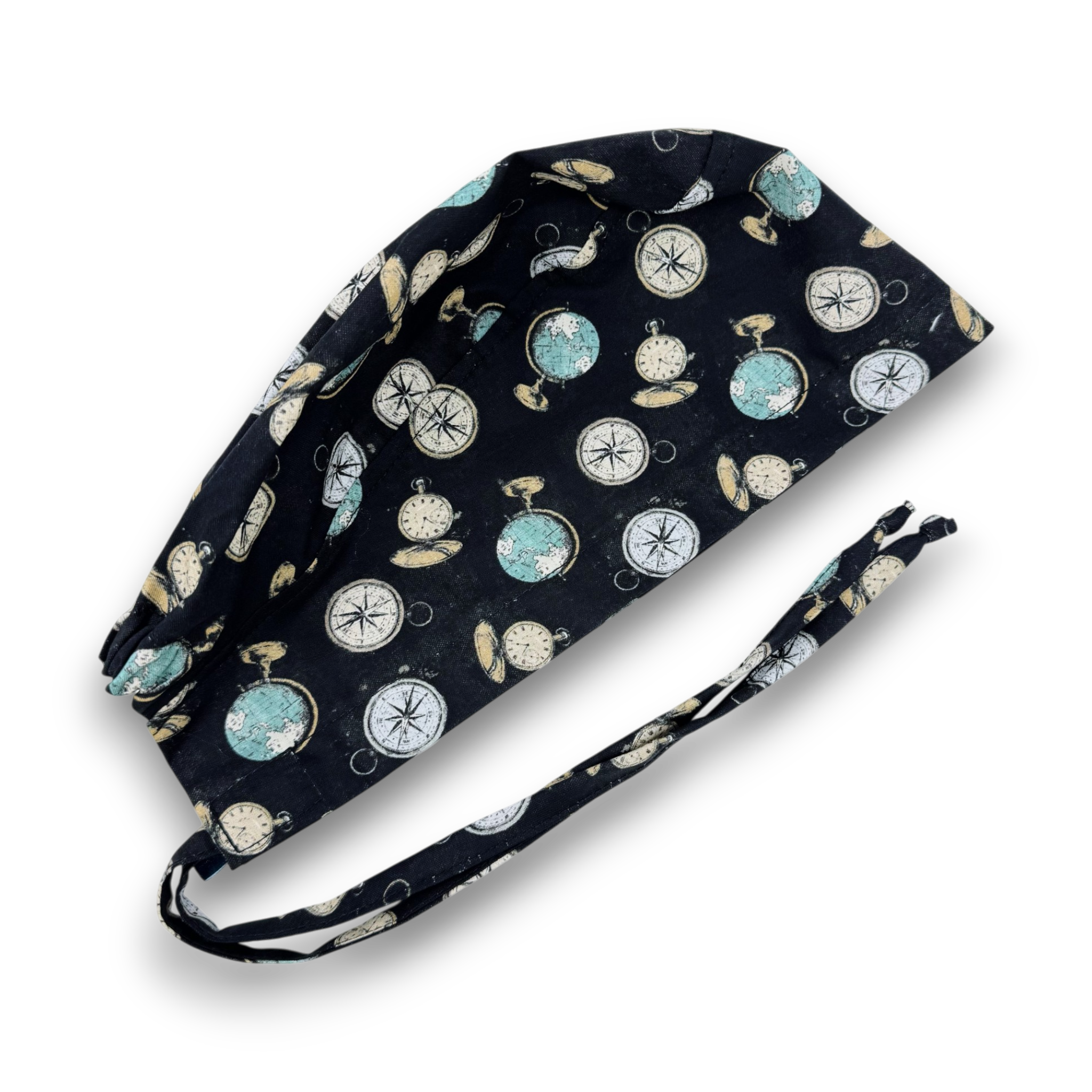 Compass Skull tie-back style surgical scrub cap for men by Paradise Caps.