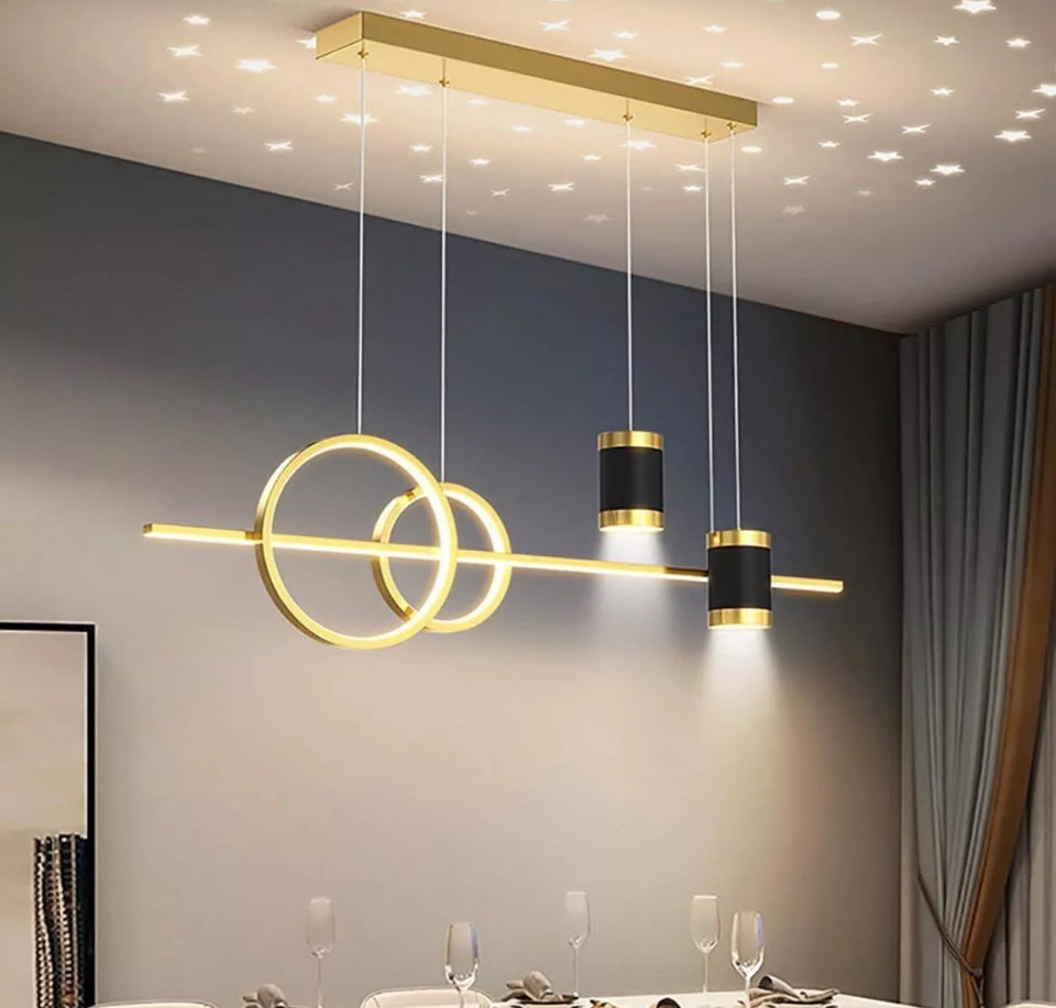 Modern Linear Led Pendant Light,dimmable Led Chandelier With Spotlights