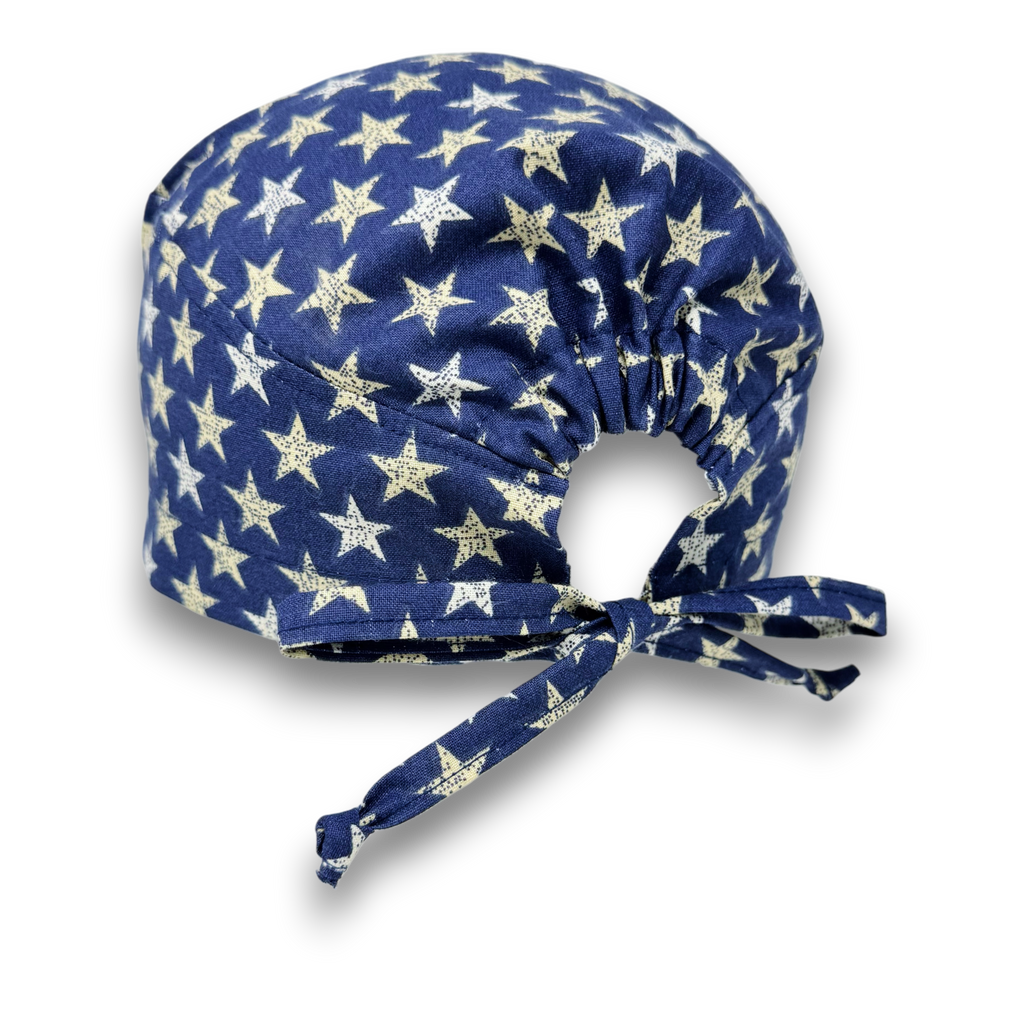 Men's surgical scrub cap. Star tie back scrub hat by Paradise Caps.