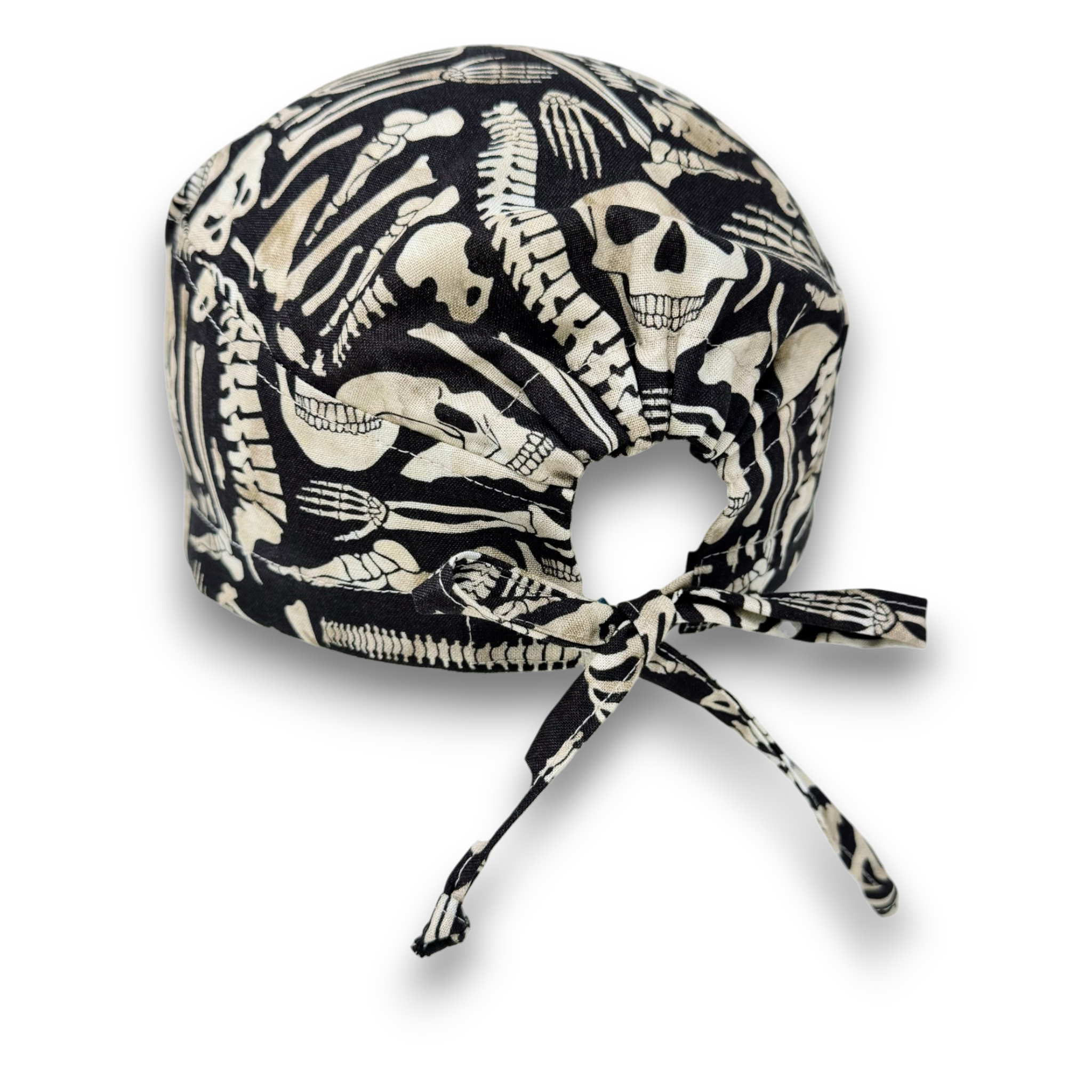 Skeleton Men's surgical scrub cap. Anatomy Bones skull tie-back style scrub cap by Paradise Caps.