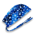 Surgical scrub cap for men. Blue Star tie back scrub hat with satin lined by Paradise Caps.