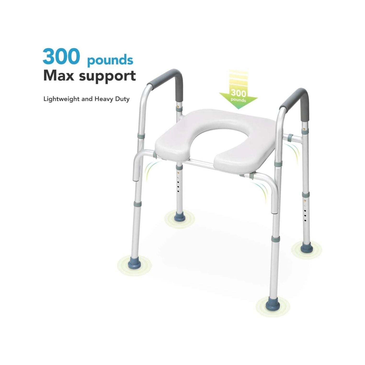 Raised Toilet Seat 300lb Heavy Duty Medical Raised Homecare Commode