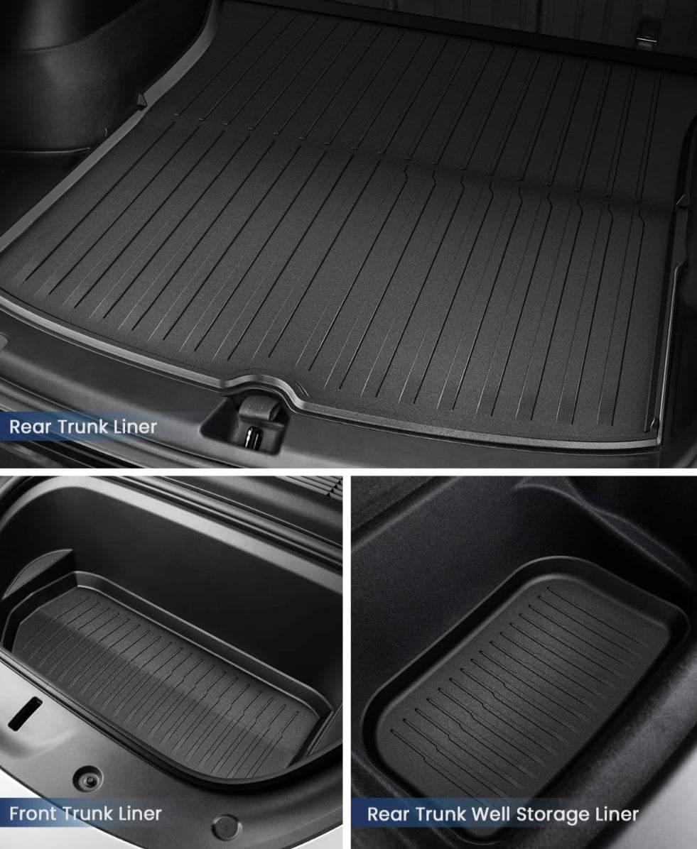 Proud Bird 4.1 1 i (8) Tesla Model Y Floor Mats 2023-2021 (5-Seater), Pure TPE, All Weather Floor Mats Tesla Accessories Model Y Trunk Mat & Floor Mat