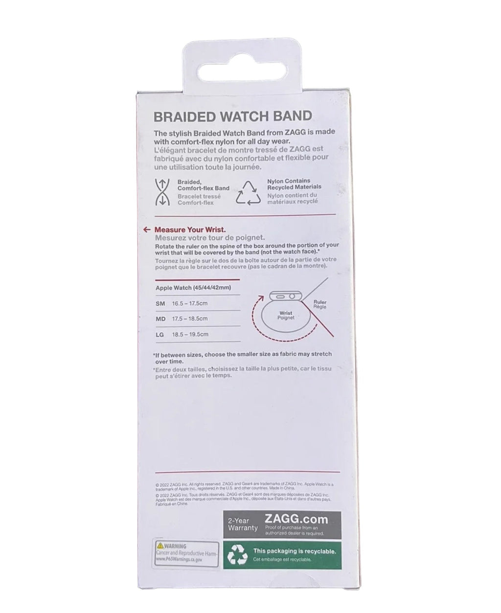 ZAGG Gear4 Braided Stretchy Solo Loop Band – LG – Storm - Compatible with Apple Watch 42mm 44mm 45mm, Elastic Strap Wristbands for iWatch Series 7/6/SE/5/4/3/2/1, Large (705009501)