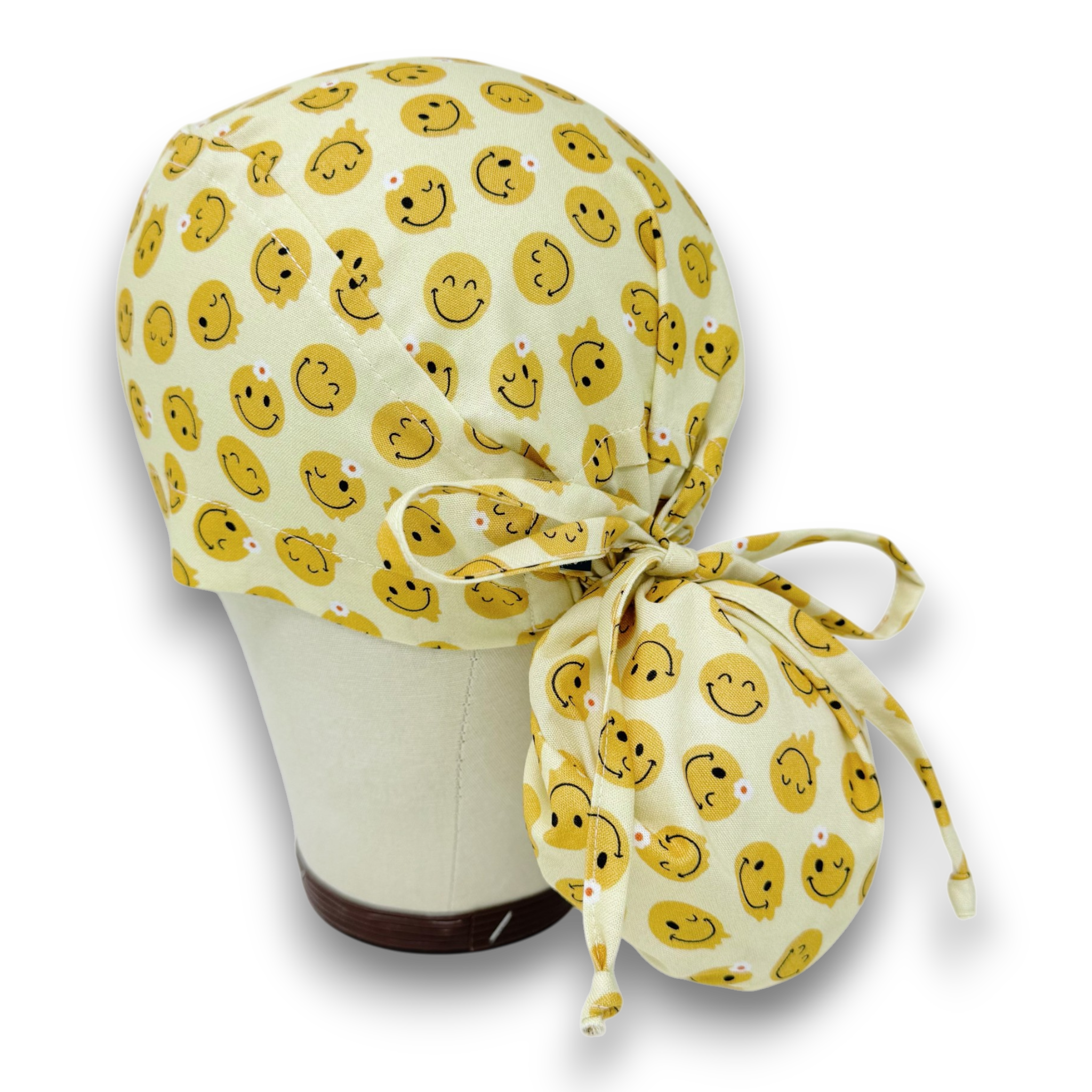 Ponytail scrub cap women. Smile Satin Lined option Ponytail scrub hat. Funny Scrub caps for women by Paradise Caps.
