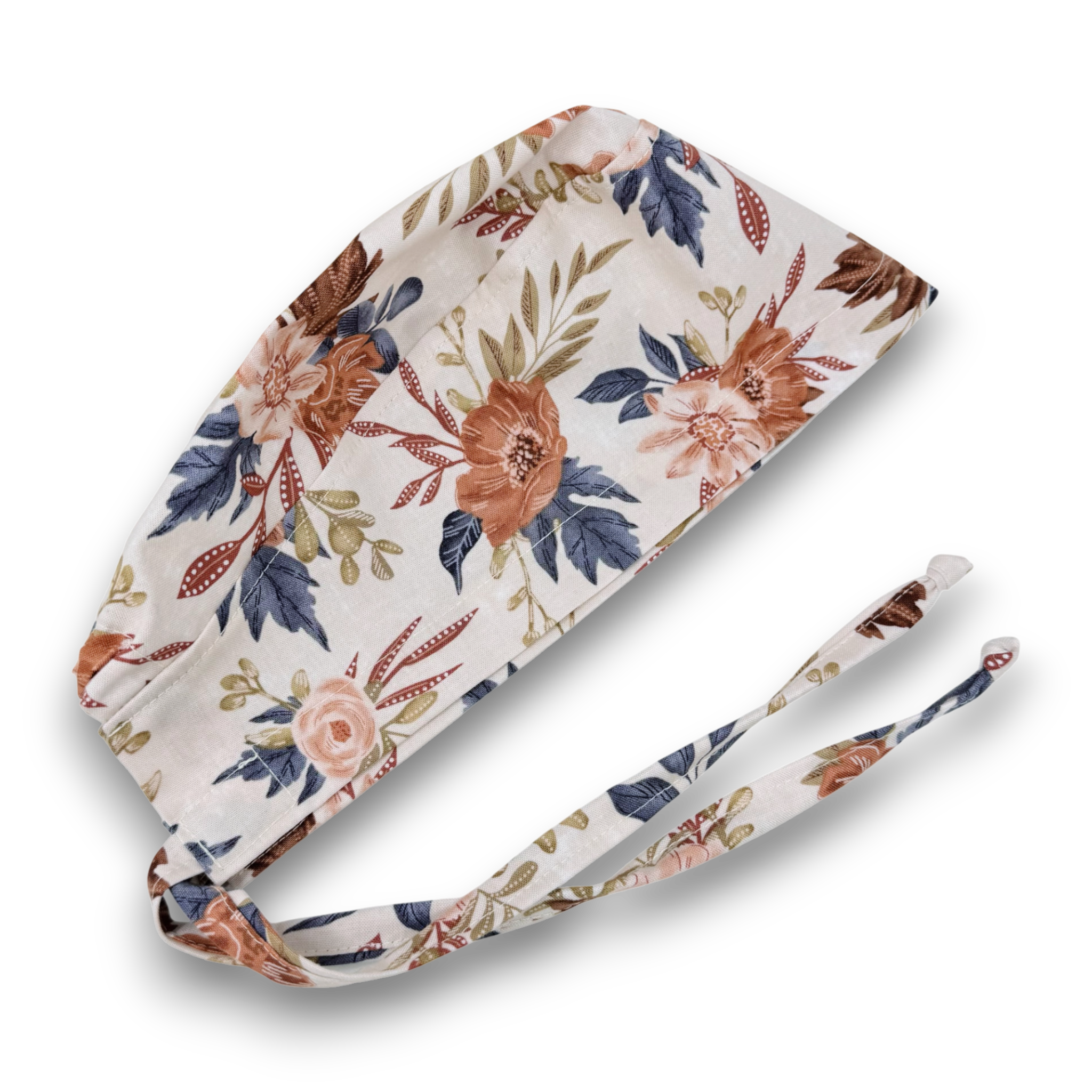 Floral Skull tie-back style surgical scrub cap by Paradise Caps. Fall flowers.