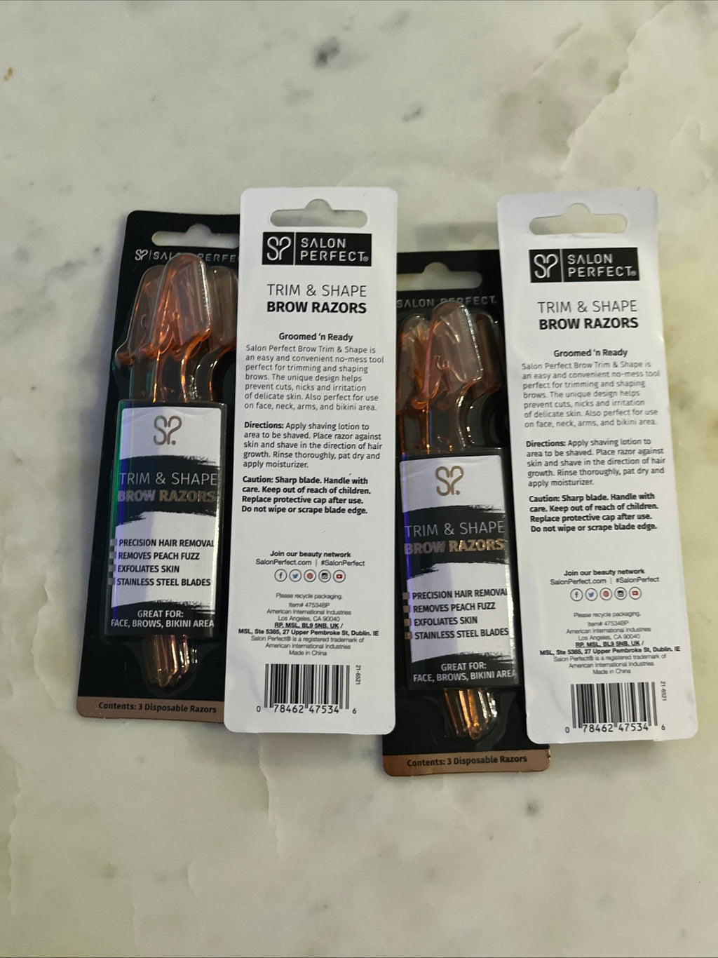 Open Box SALON PERFECT TRIM & SHAPE BROW RAZORS 4 PACK NEW & SEALED