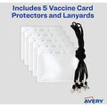 Avery CDC Vaccine Card Holders and Lanyards, 4" x 3", Landscape, 5 Prepunched ID Card Holders and Lanyards (02913)e