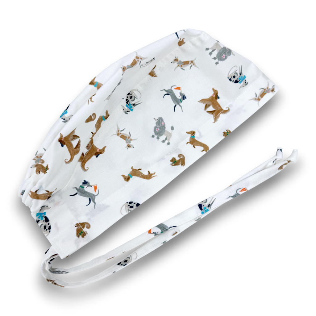 Mens Surgical scrub cap. Funny dogs tie back scrub hat by Paradise Caps.