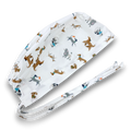 Mens Surgical scrub cap. Funny dogs tie back scrub hat by Paradise Caps.