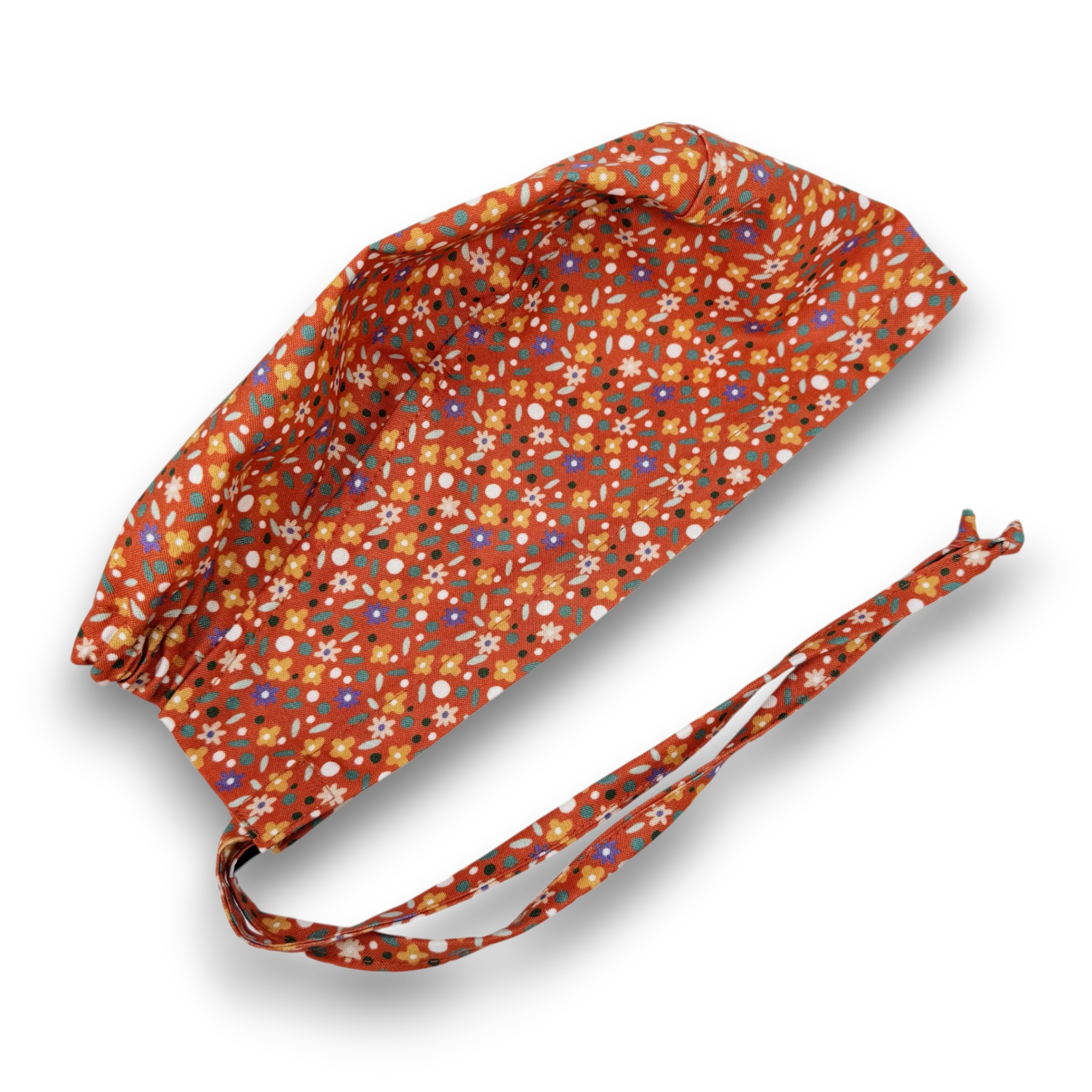 Ditsy Flower Skull tie-back style surgical scrub cap for men by Paradise Caps.
