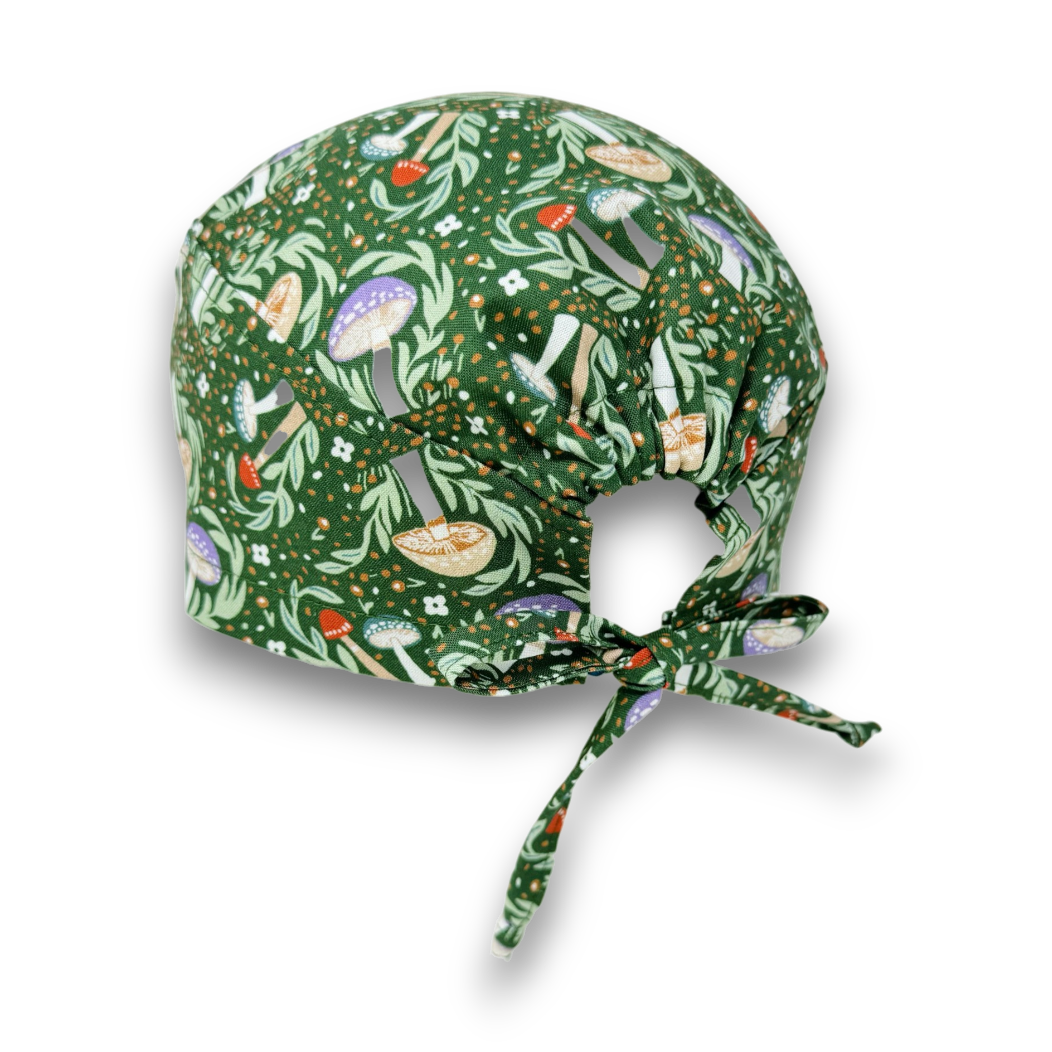 Mushroom Skull tie-back style surgical scrub cap for men by Paradise Caps.