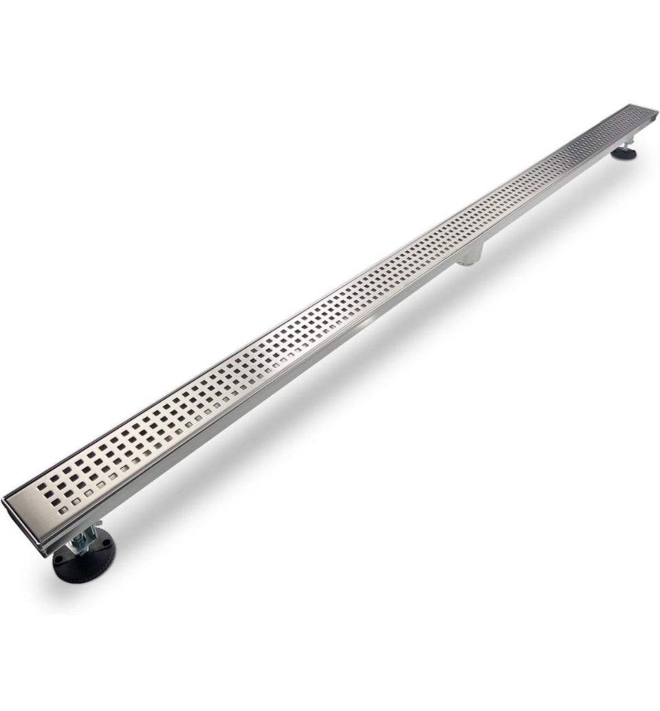 SaniteModar Linear Shower Drain, Shower Drain 60 inch with Removable Square Hole Panel, AISI Brushed 304 Stainless Steel Shower Floor Linear Drain wit