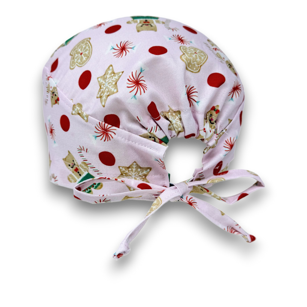 Gingerbread skull tie-back style surgical scrub cap by Paradise Caps.