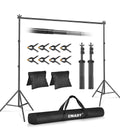 EMART Backdrop Stand 10x7ft(WxH) Photo Studio Adjustable Background Stand Support Kit with 2 Crossbars, 8 Backdrop Clamps, 2 Sandbags and Carrying Bag