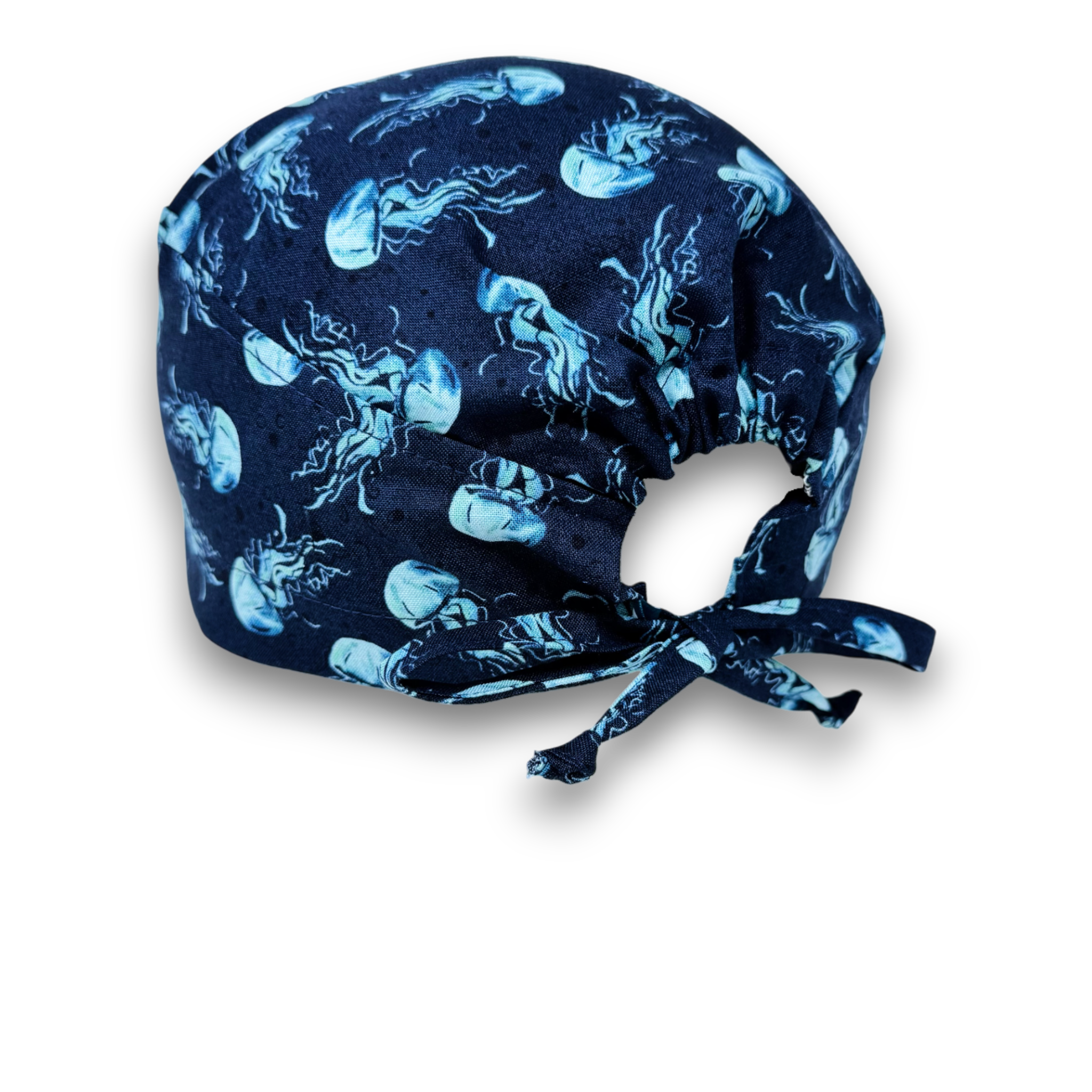 Jellyfish Skull tie-back style surgical scrub cap for men by Paradise Caps.