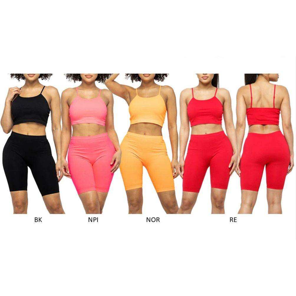 SEAMLESS CROP TANK & BIKER SHORT SET