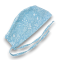 Light Blue Floral Skull tie-back style surgical scrub cap by Paradise Caps.