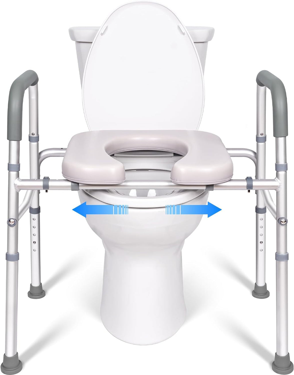 LimLuc Raised Toilet Seat with Handles, Width and Height Adjustable Raised Toilet Seat with Arms and Widen Seat, Up to 400lbs, Raised Toilet Seat for Seniors, Handicap, Pregnant, Fits Any Toilet