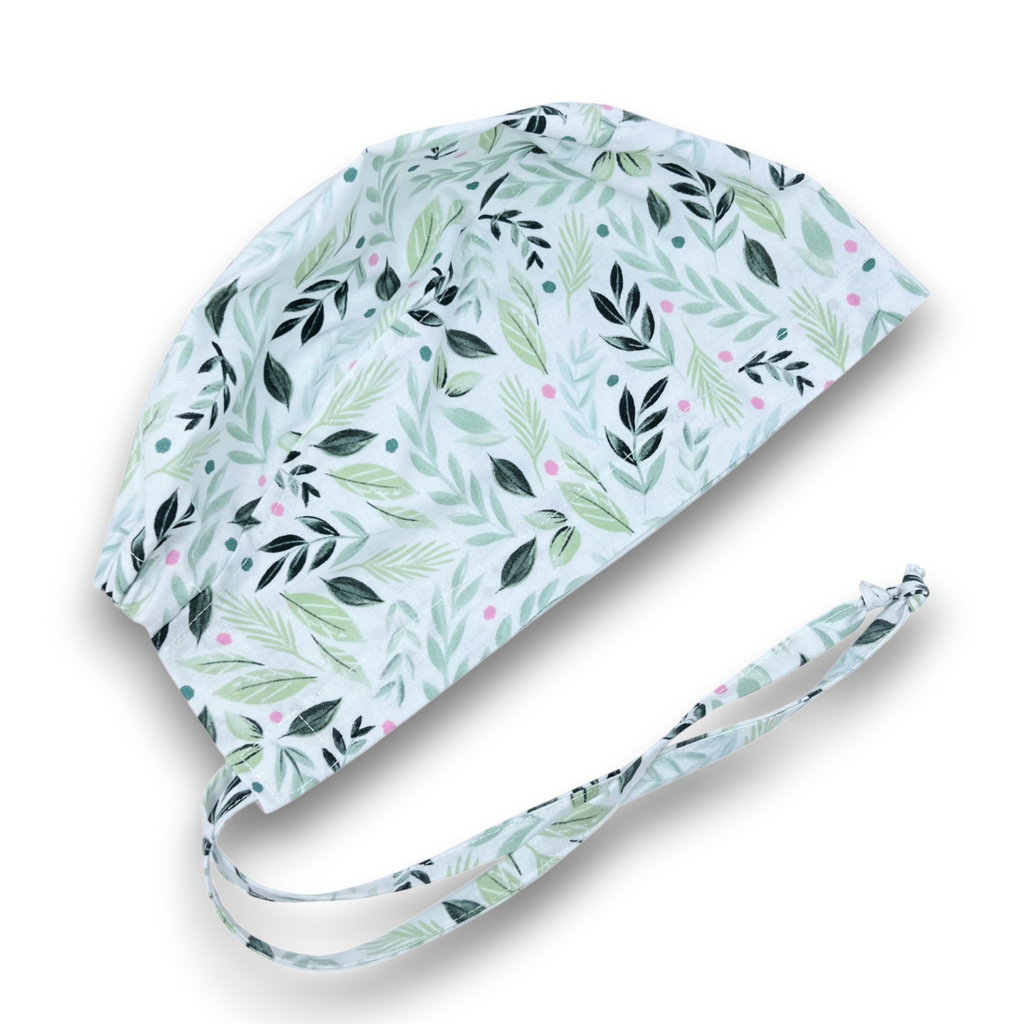Floral Skull tie-back style surgical scrub cap by Paradise Caps.