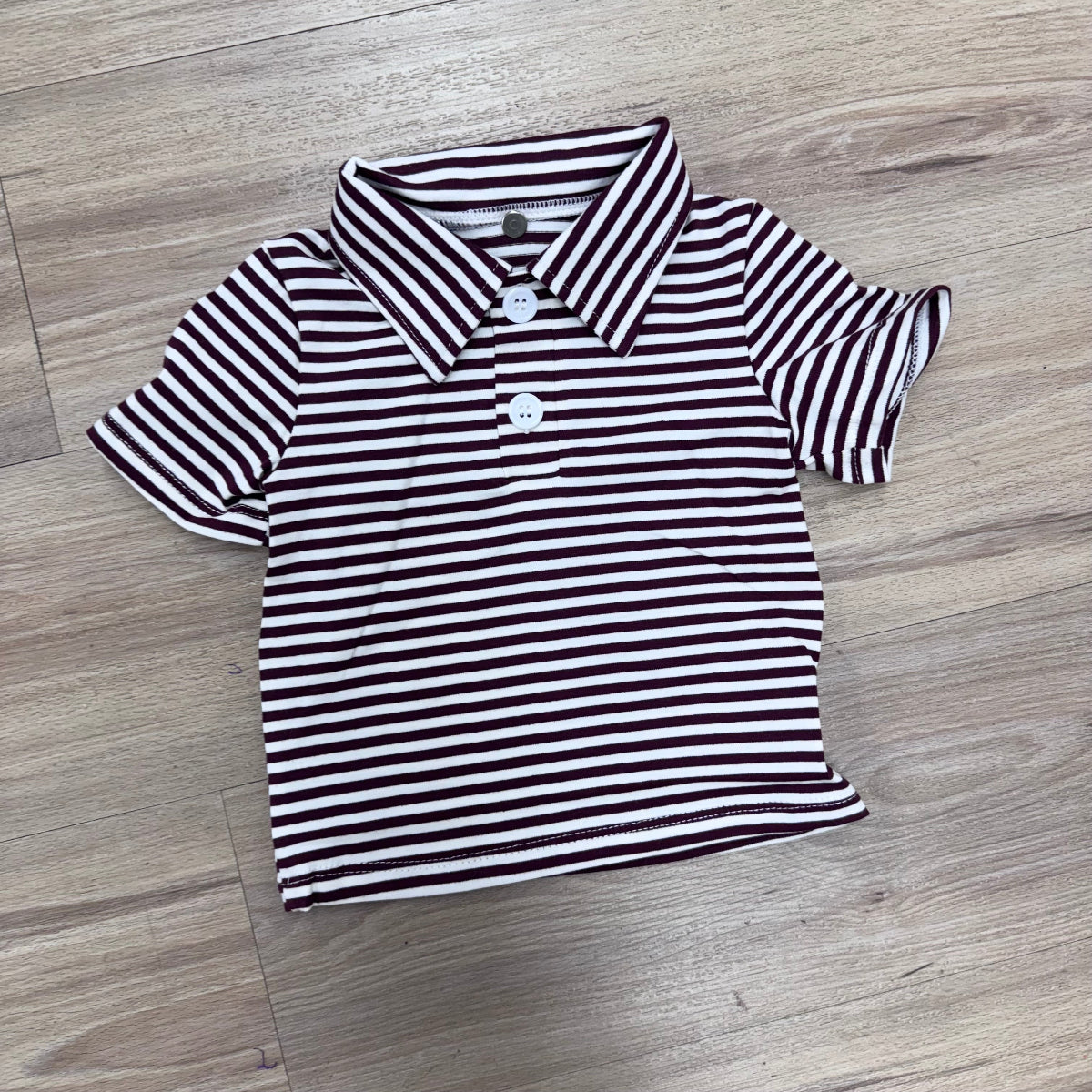 Maroon Stripe Game Day Polo