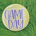 Game Day 3" Button: Purple & Yellow