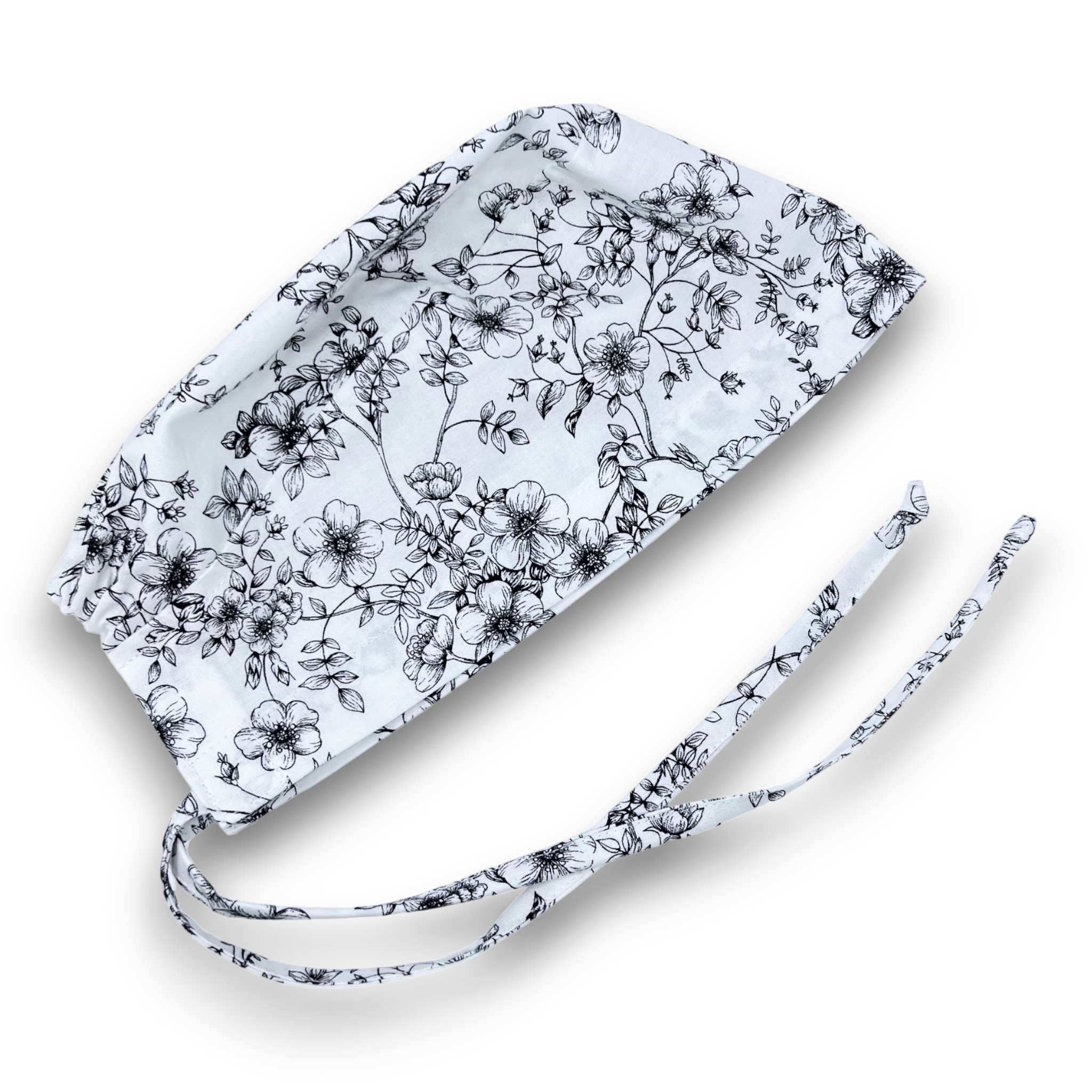 Flower Skull tie-back style surgical scrub cap by Paradise Caps.