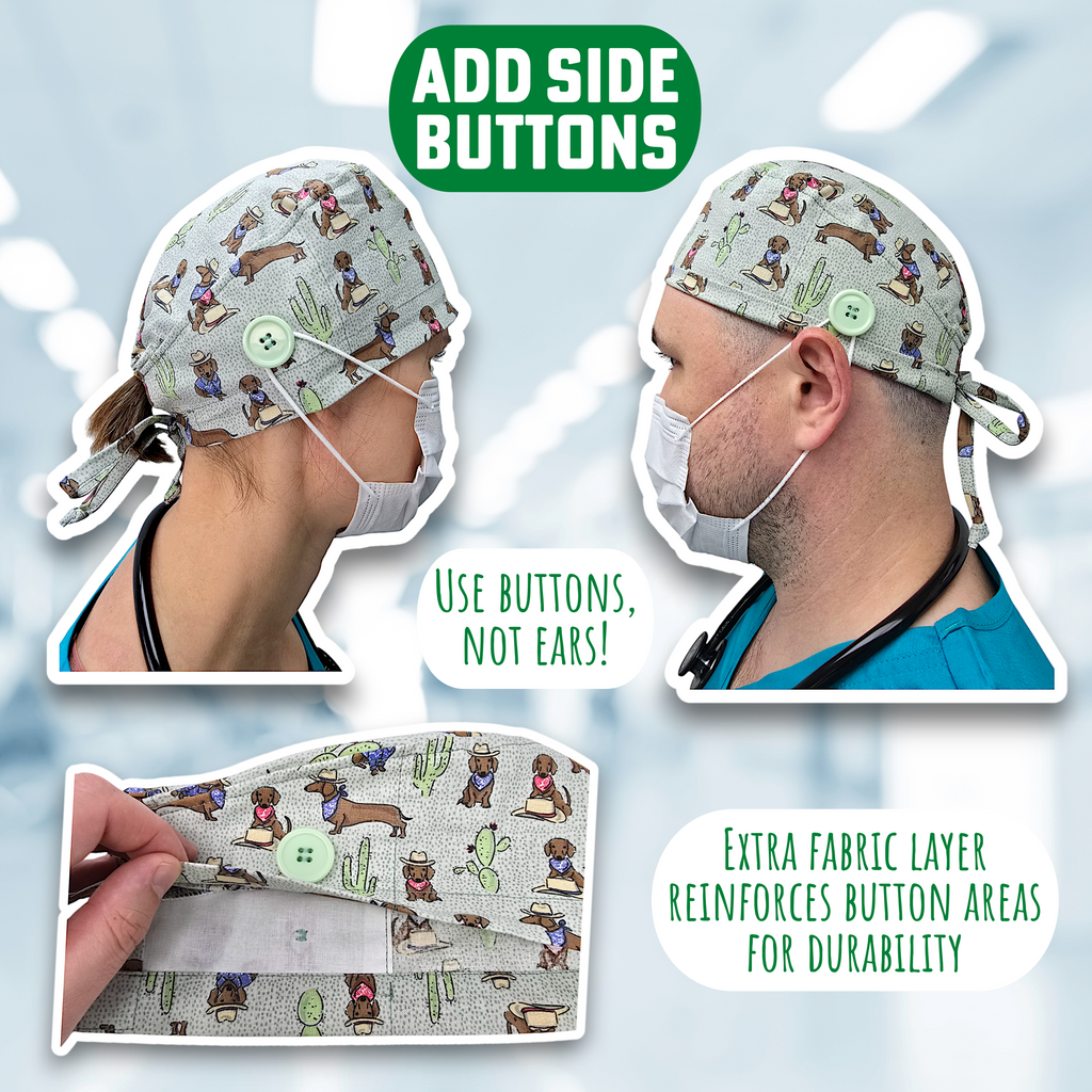 Vase Skull tie-back style surgical scrub cap for men by Paradise Caps.
