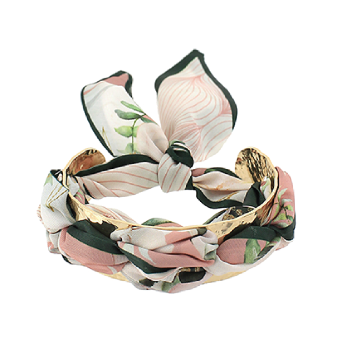 Hammered Metal Pink & Green Scarf Bracelet