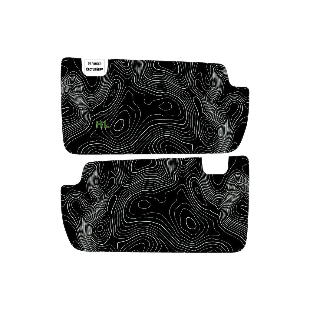 Topographic Interior Sun Visor Overlays - 2024+ Ranger Raptor (with Homelink)
