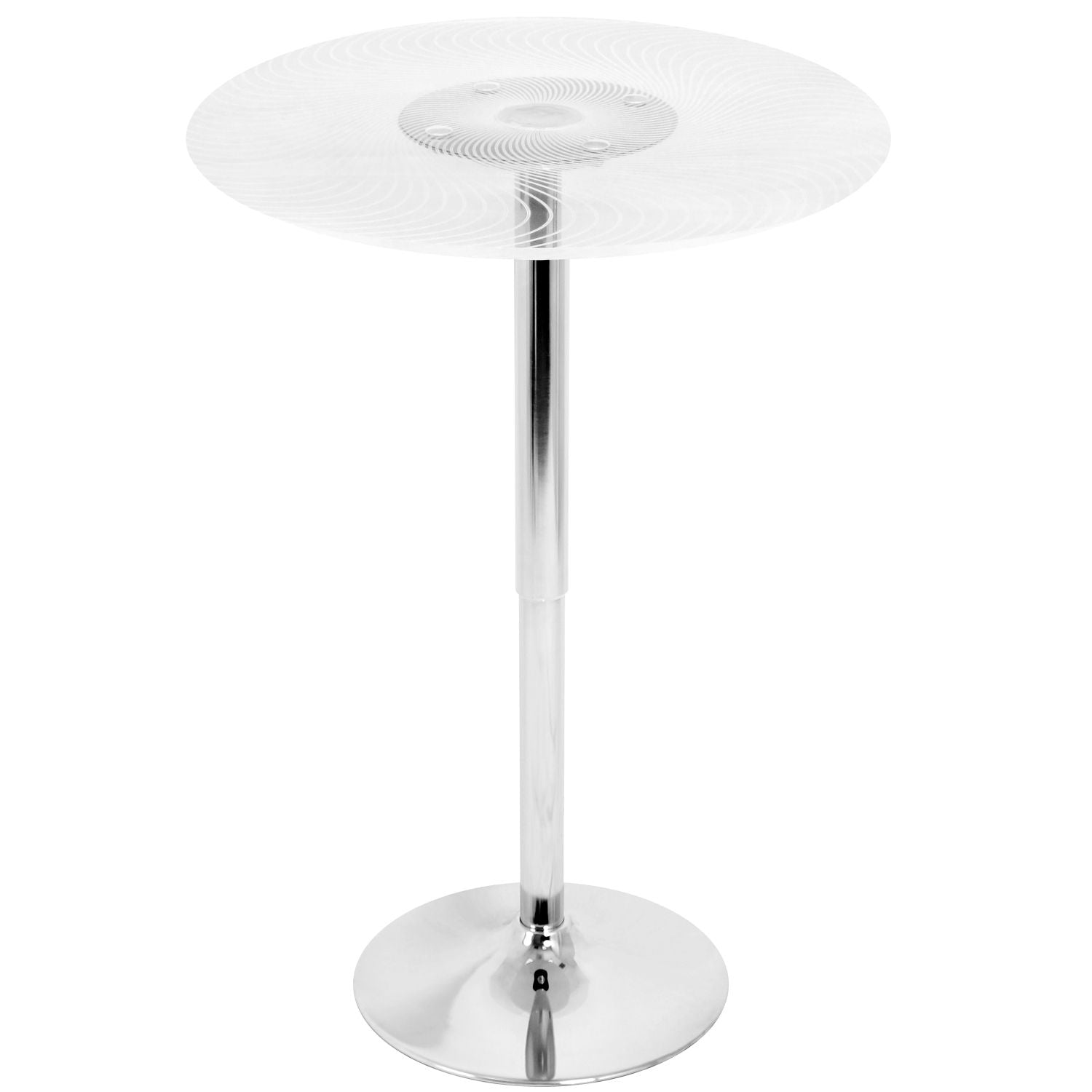 Spyra-Ale Contemporary Adjustable Bar Set in Chrome Metal, Clear Acrylic with Light Up Tabletop, and Black PVC by - 3 Piece