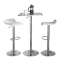 Bistro Square-Ale Contemporary Adjustable Bar Set in Silver and Chrome Metal with White PVC and Oval Footrest by - 3 Piece