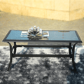 Patio Garden Wicker H18.91' Table with Tempered Glass Top