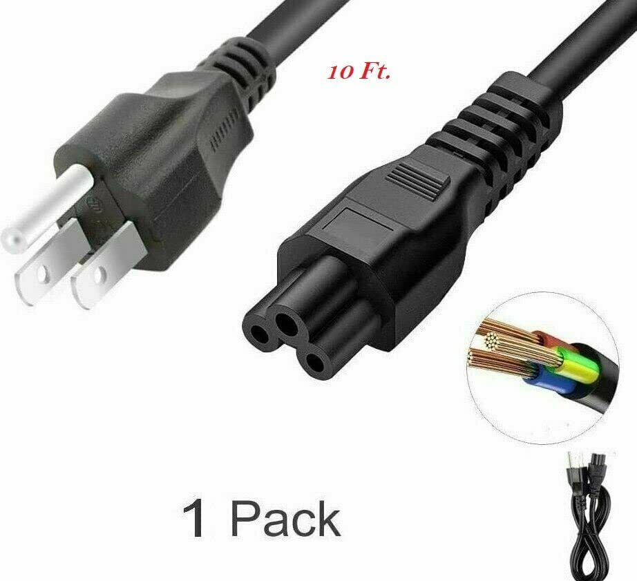5 Core Replacement UL Listed AC Wall Power Cord 10 Feet 3 Prong Universal AC Cable for LG TV Dell HP Asus Toshiba Lenovo Acer Samsung Laptop Notebook Computer Charger PL 1002