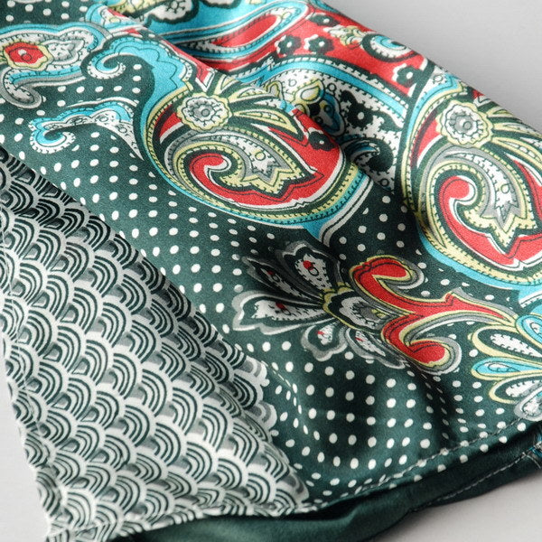 Blando Sega Green Paisley & Multi-Pattern Fashion Graceful Soft Silk Scarf/Wrap/Shawl(Large)