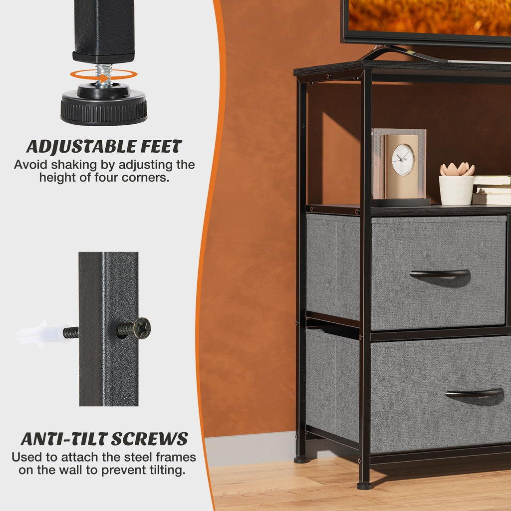 Dresser for Bedroom, Chest of Drawers, 5 Drawer Dresser, Closet Fabric Dresser with Metal Frame tv stand