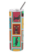 Lots of Black and Tan Chihuahua Stainless Steel Skinny Tumbler Vacuum Double Walled Reusable Insulated Tumbler Travel Cup for Coffee Cocktails Gift with Lid, 20 oz