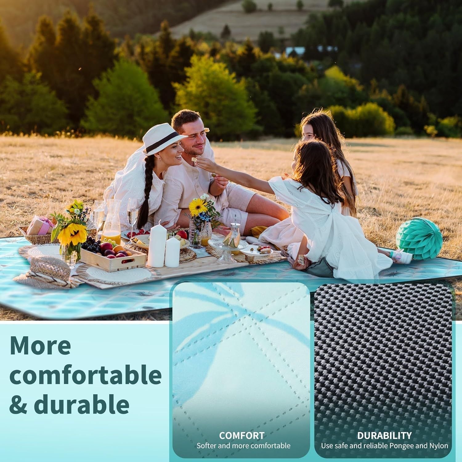 (2025 Upgrade) Extra Large Waterproof Picnic Blankets | Foldable Sandproof Beach Blanket N Outdoor Blanket | 5-Layer Machine Washable Soft Picnic Mat for Camping, Grass, Park N Stadium