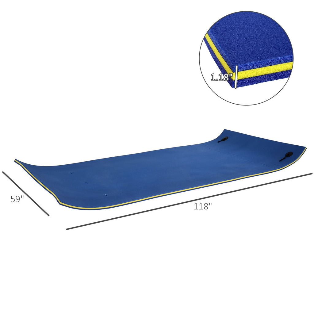 Large Float Water Mat 10' x 5' 3-Layer Pool Foam Thick Durable for Swimming Lake Ocean Activities Blue