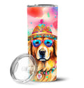 Golden Retriever Hippie Dawg Stainless Steel Skinny Tumbler Vacuum Double Walled Reusable Insulated Tumbler Travel Cup for Coffee Cocktails Gift with Lid, 20 oz