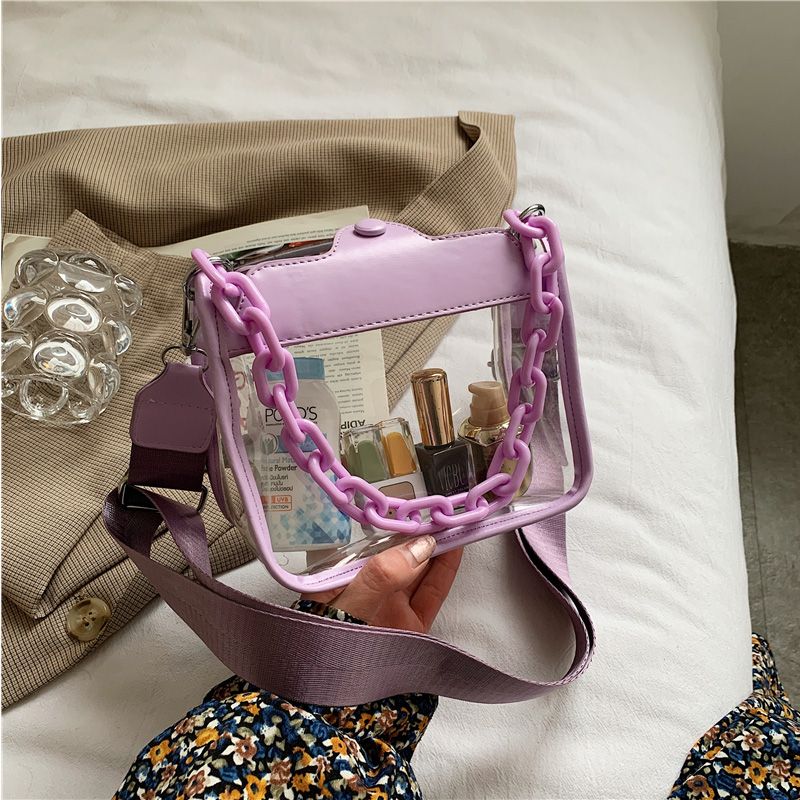 2023 Summer Women Clear Transparent Crossbody Bag Female Jelly Handbags and Purses Acrylic Chain Square Shoulder Bag Bolsos