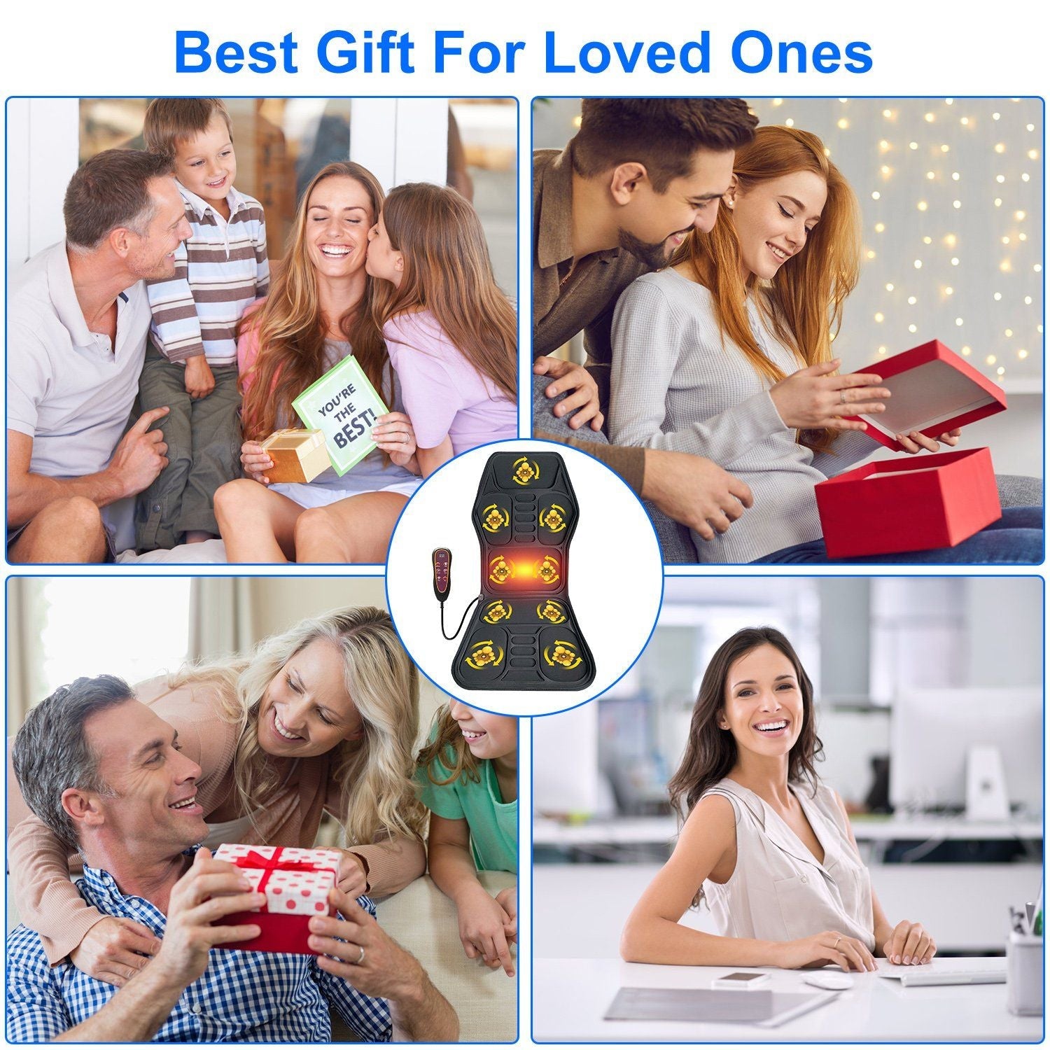 Full Body Massage Chair Pad with Heat Multifunctional Back Massager with Pinpoint Massage Vibration Timer for Home Office Car Use