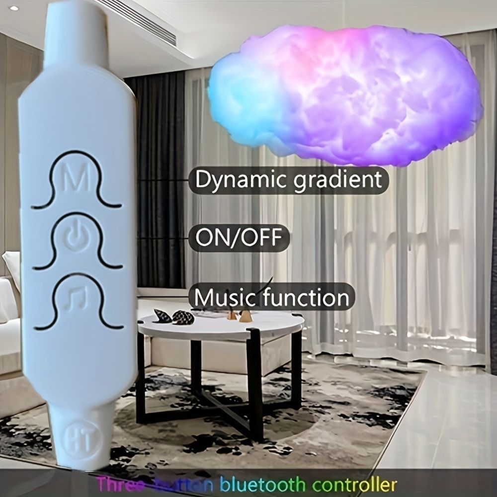 3D Big Cloud Light Kit, Music Sync RGB Multicolor Changing Strip Lights DIY Decorations Cloud Light Lamp For Gaming Room Home Bedroom Party Decor -1Pack