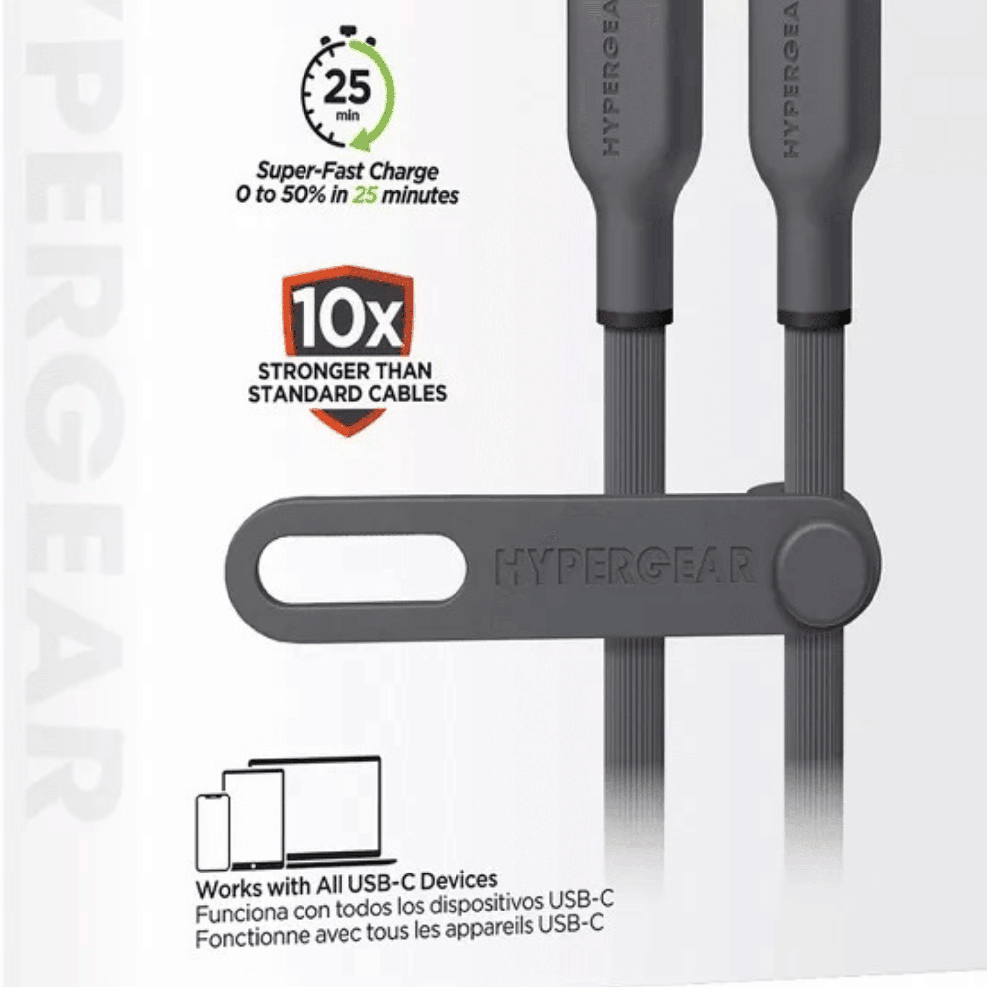 HyperGear Flexi PRO USB-C to USB-C Cable 10ft Black