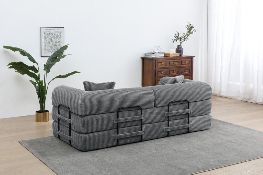Foldable Sofa Bed, 77.9'' Folding Floor Couch, Compressed Convertable Sleeper Sofa, Memory Foam Couch with Pillow Back Support Armrest, 4-in-1 Futon Sofa Bed for Living Room, Army green