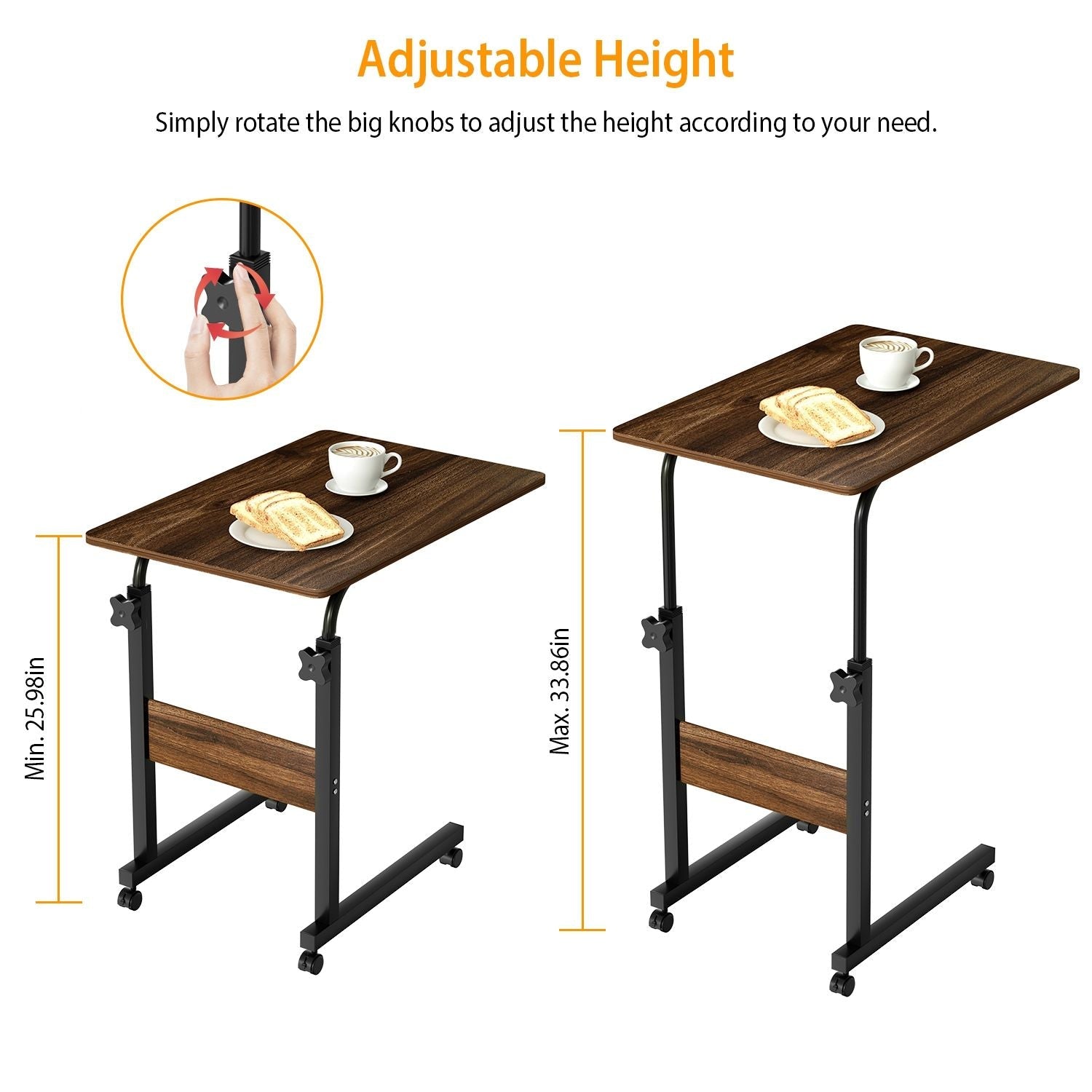 C Side Table 3-Tier Laptop Desk Small Slim Snack Side Table for Couch Bed Sofa for Small Spaces Living Room Bedroom