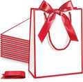 12/24 Pack Paper Gift Bags with Handle 9x7x3.15'' Thank You Gift Bags with Bow Ribbon for Holiday Valentines Wedding Bridal Baby Shower Birthday Party