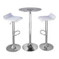 Spyra-Ale Contemporary Adjustable Bar Set in Chrome Metal, Clear Acrylic with Light Up Tabletop, and White PVC by - 3 Piece