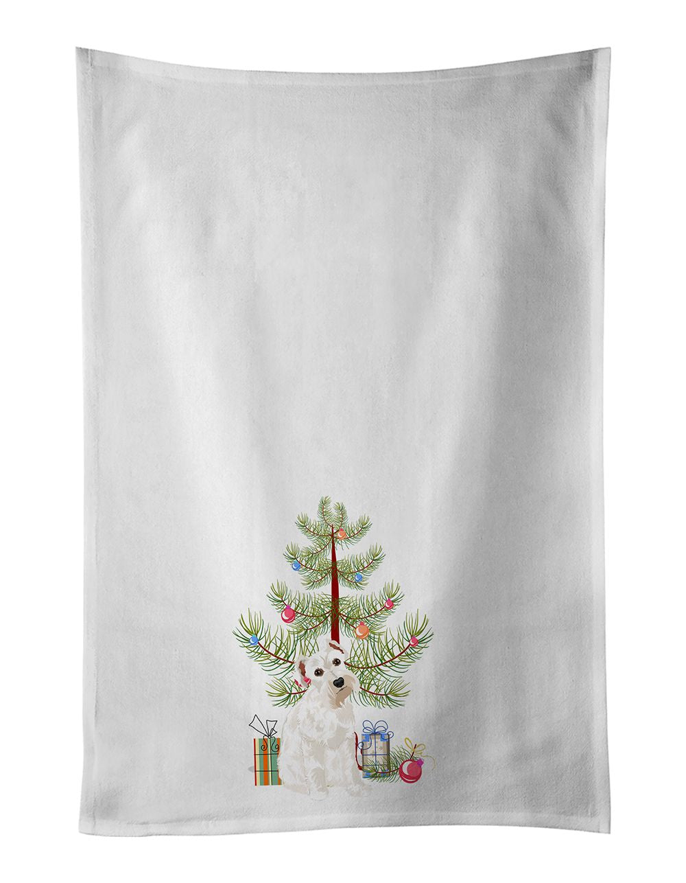 NEW Schnauzer White #1 Christmas Kitchen Towel Set of 2 White Dish Towels Decorative Bathroom Hand towel for Hand, Face, Hair, Yoga, Tea, Dishcloth, 19 X 28", White