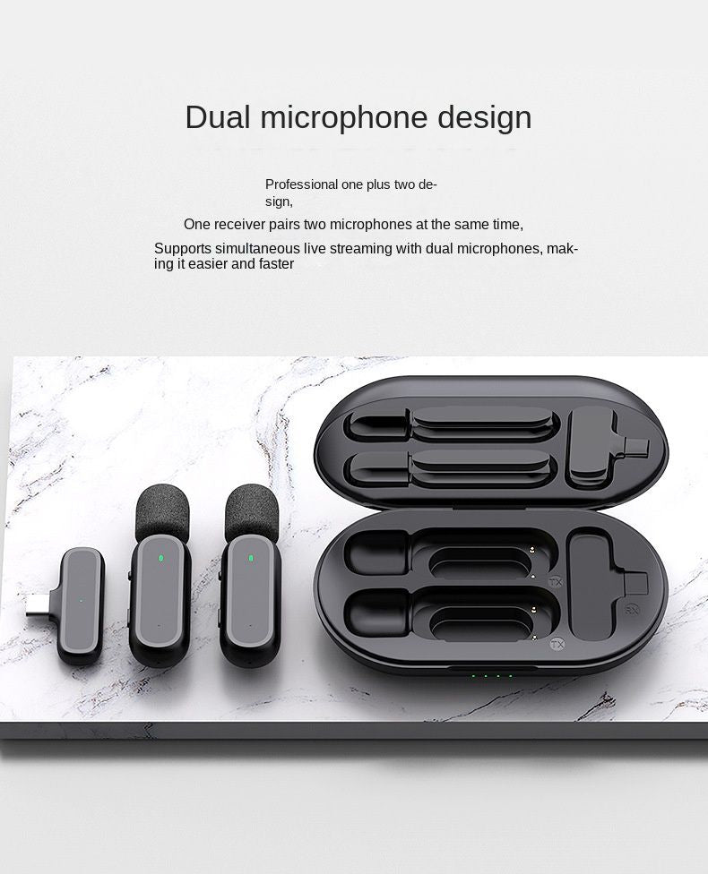 New K60 Intelligent Noise Reduction Wireless Lavalier Microphone 2.4G Charging Chamber Mini Live Reverberation Microphone
